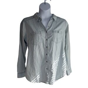 Wax Jean‎ Women's Light Blue Long Sleeve Button-Down Bleach Shirt Sz 1X Western
